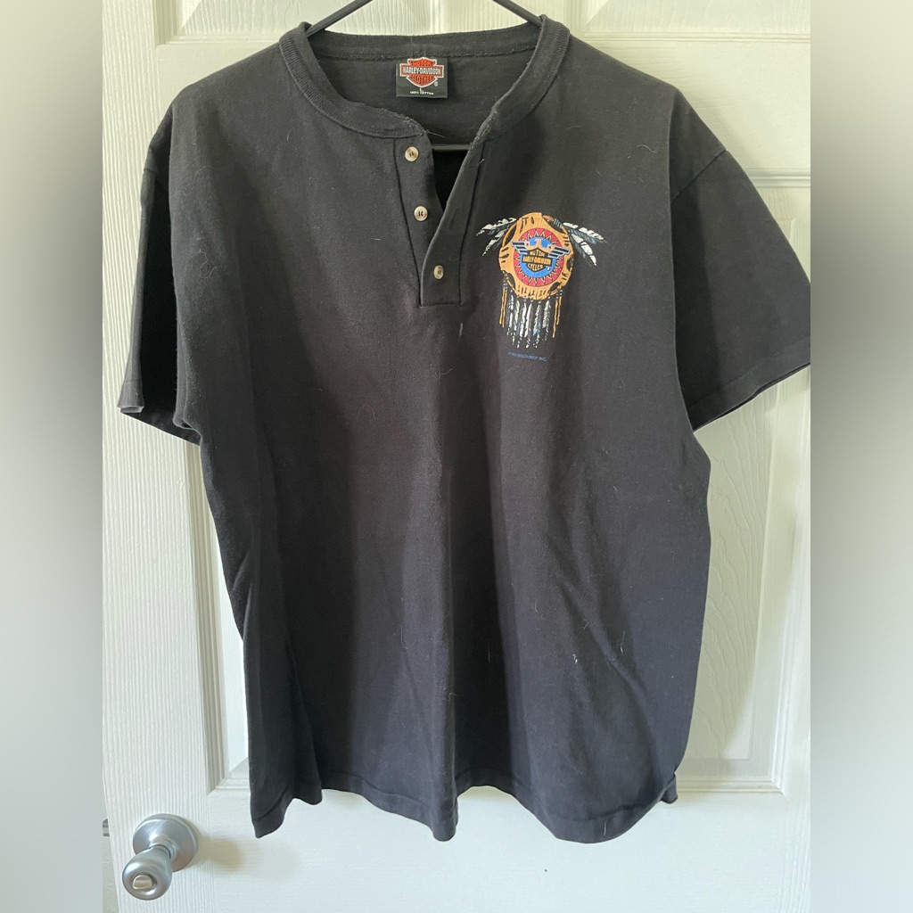Large Harley Davidson Henley Tshirt